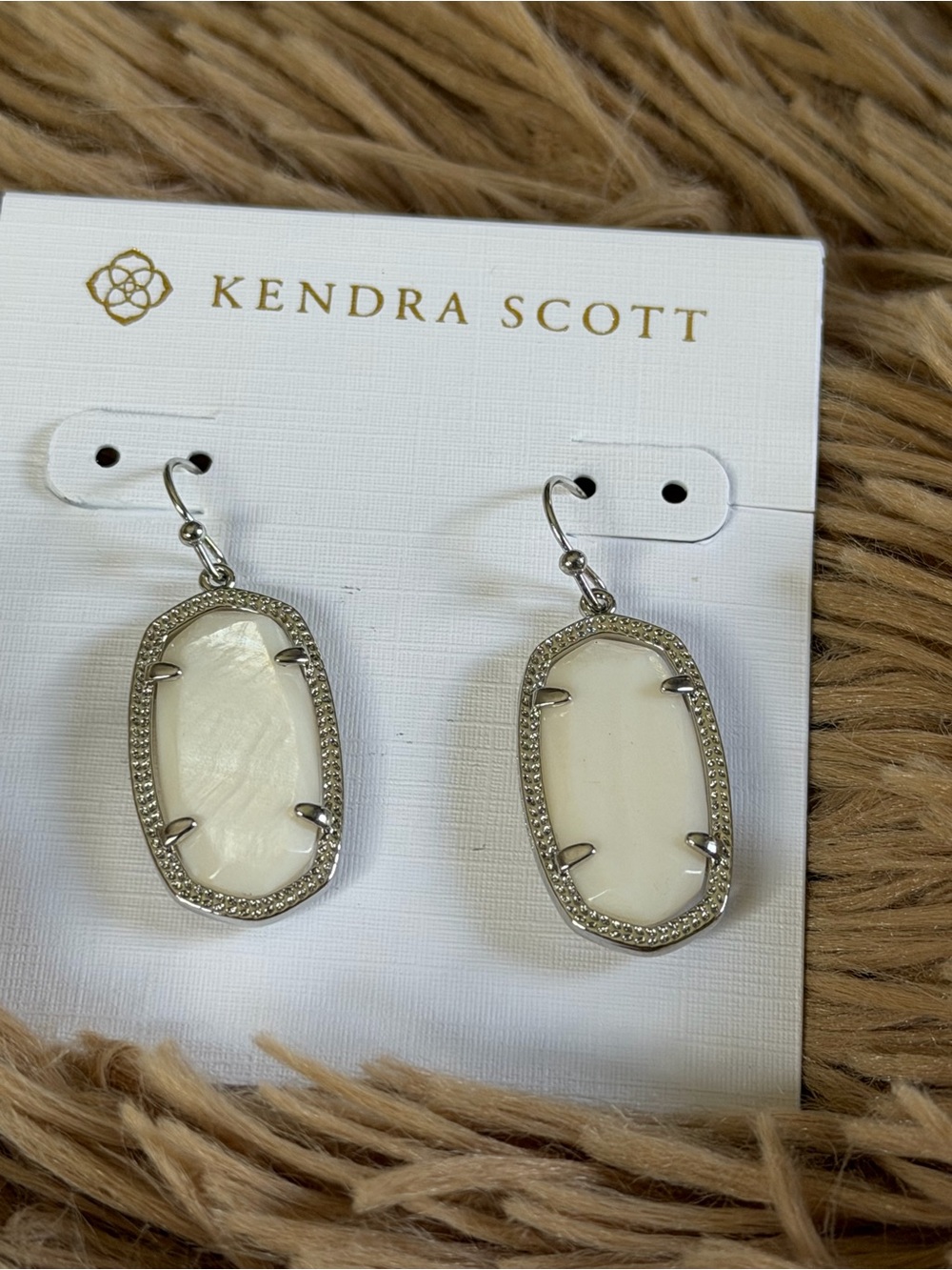 Kendra Scott Silver and White Drop Earrings